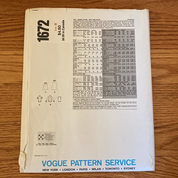 VTG ‘70s Vogue Calvin Klein UNCUT Pattern - Picture 2 of 9